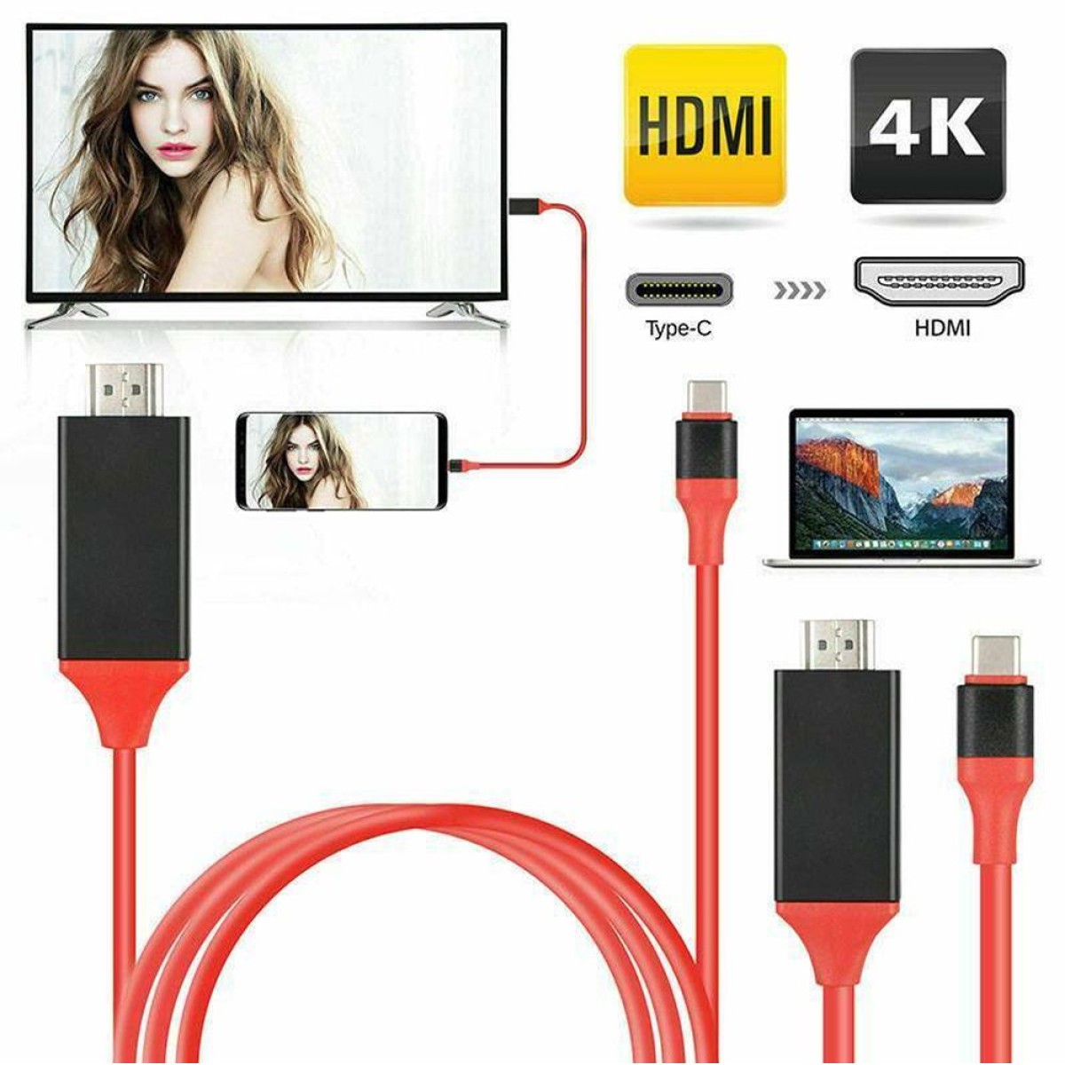 POWERMASTER PM-6019 USB Type-C To HDMI + USB Converter Cable 2m