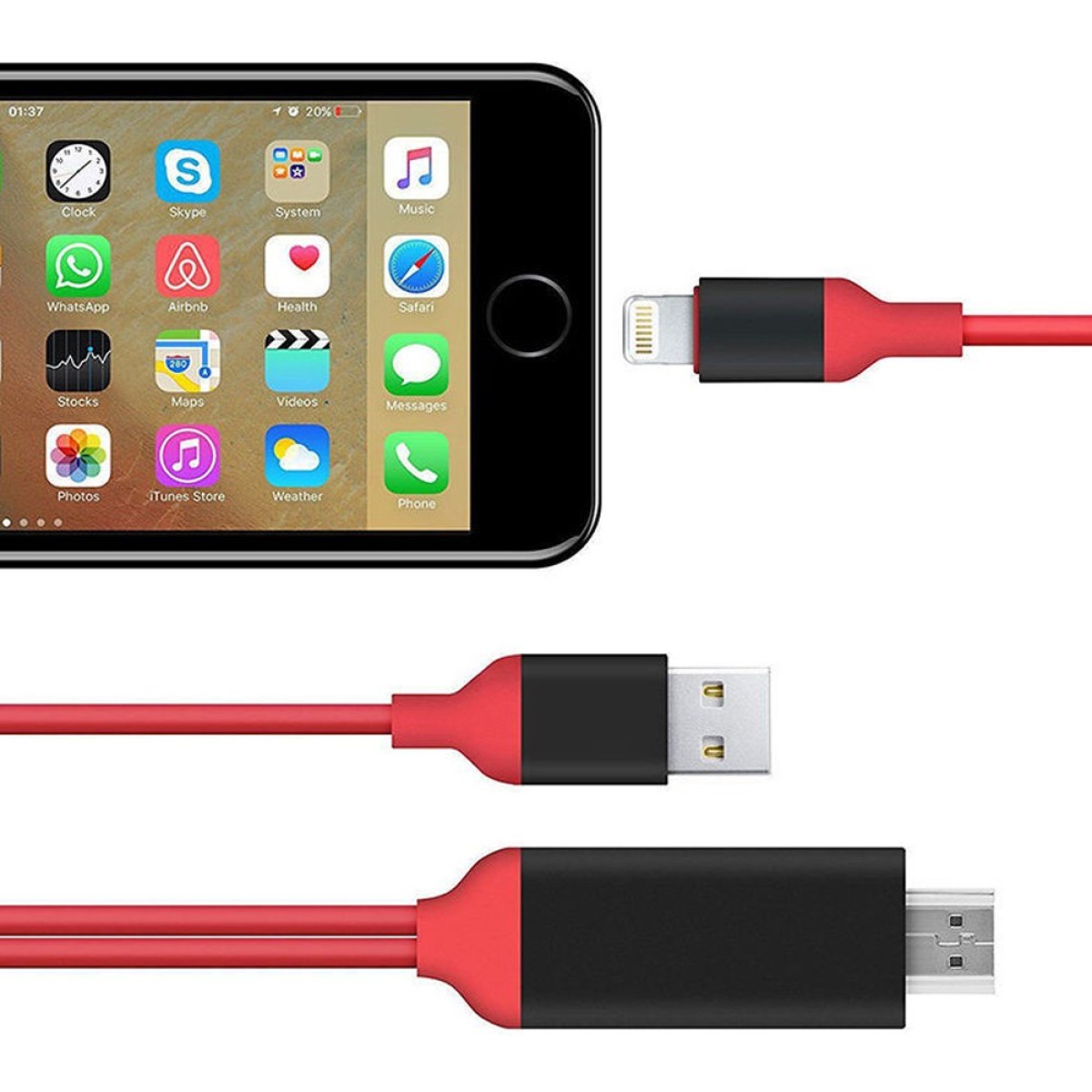 POWERMASTER PM-6020 Lightning To HDMI + USB Converter Cable 2m