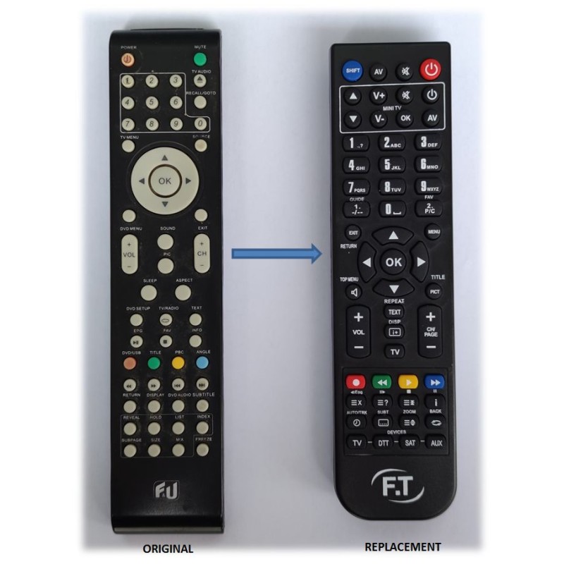 F&U F26849DDHD REPLACEMENT REMOTE CONTROL