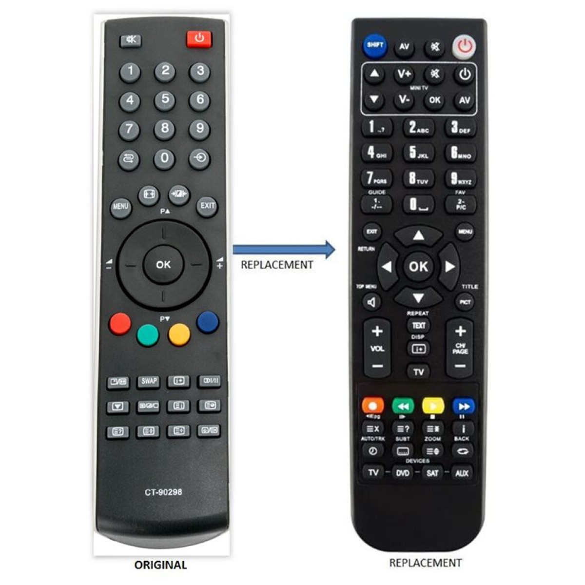 TOSHIBA CT-90298 REPLACEMENT REMOTE CONTROL
