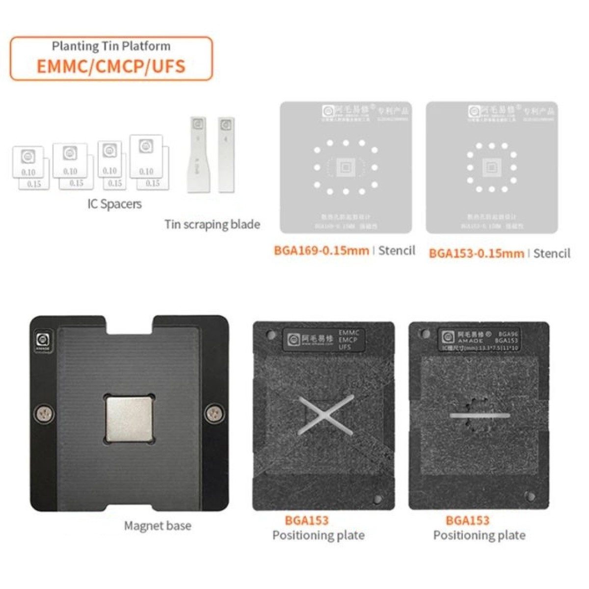 EMMC BGA REBALLING SET 2PCS STENCIL