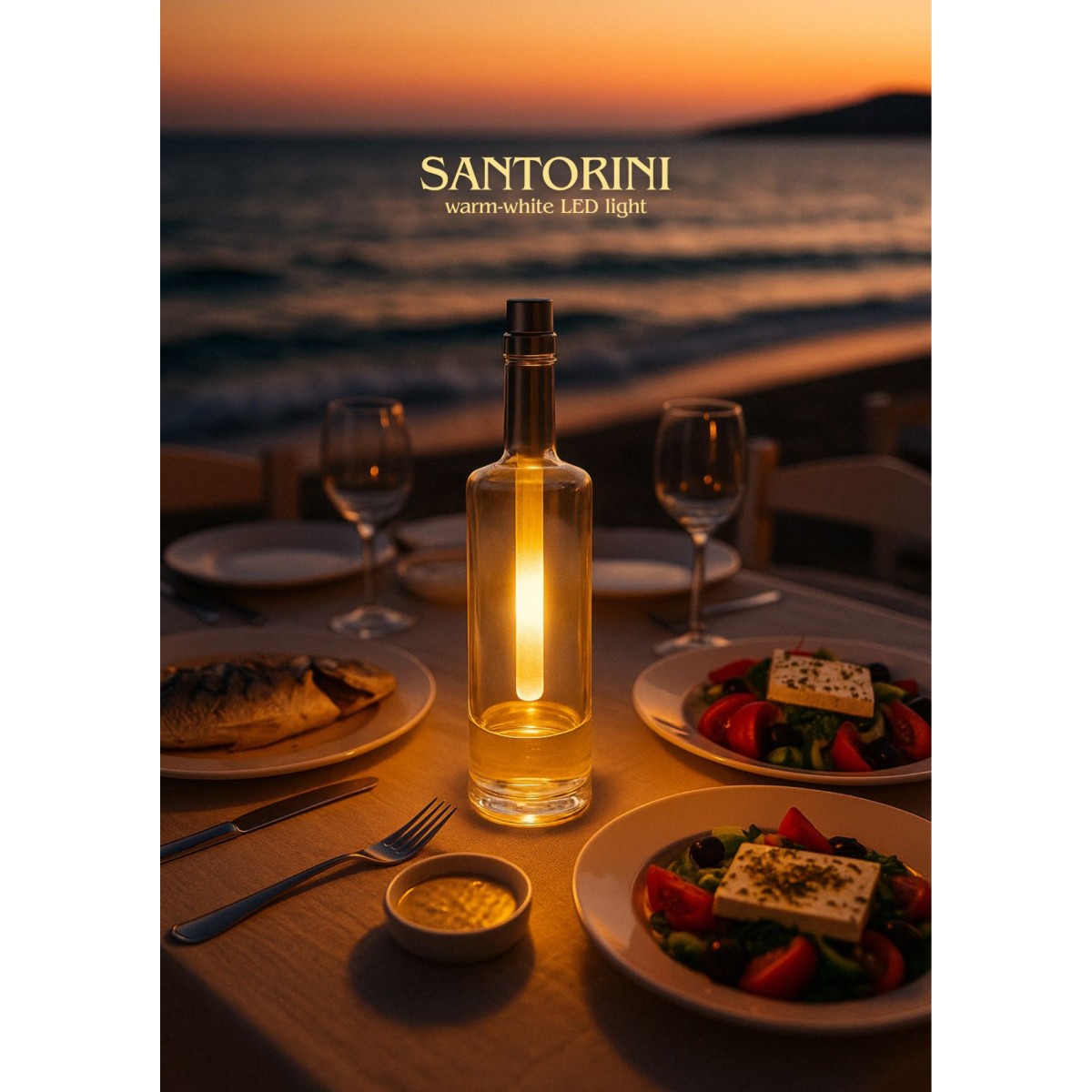 BOTTLELIGHT SANTORINI Φωτιστικό για Μπουκάλια με Θερμό Λευκό LED