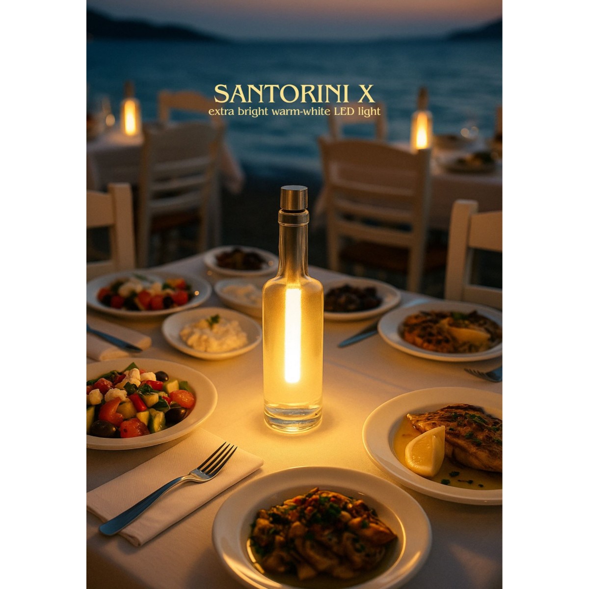 BOTTLELIGHT SANTORINI X Φωτιστικό για Μπουκάλια με Έξτρα Φωτεινό Θερμό Λευκό LED