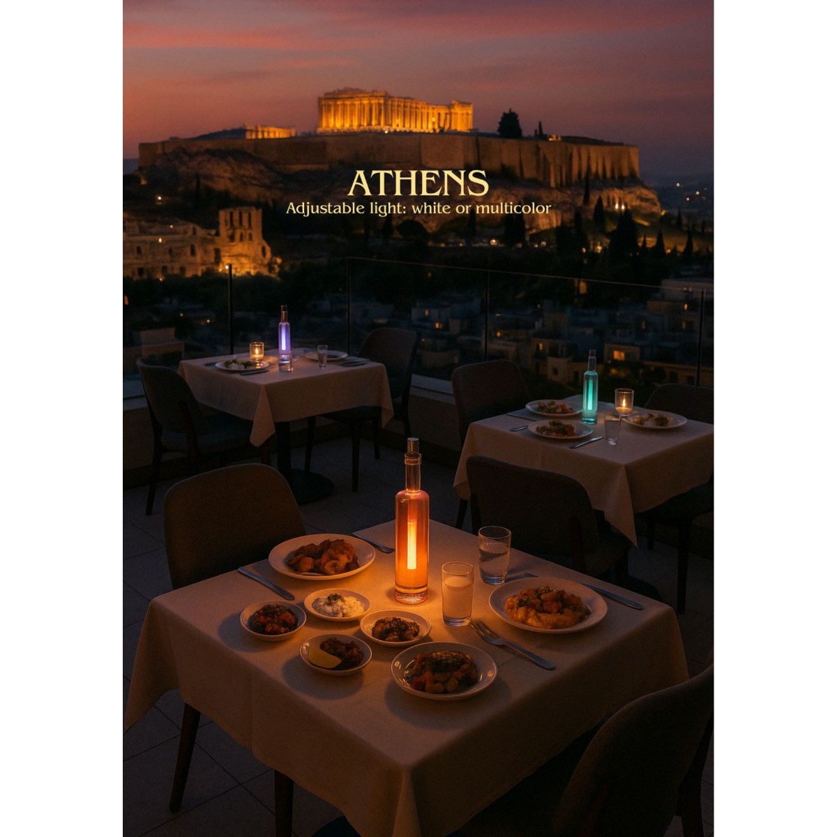 BOTTLELIGHT ATHENS Ρυθμιζόμενο Χρώμα Vivi-LED Φωτιστικό για Μπουκάλια