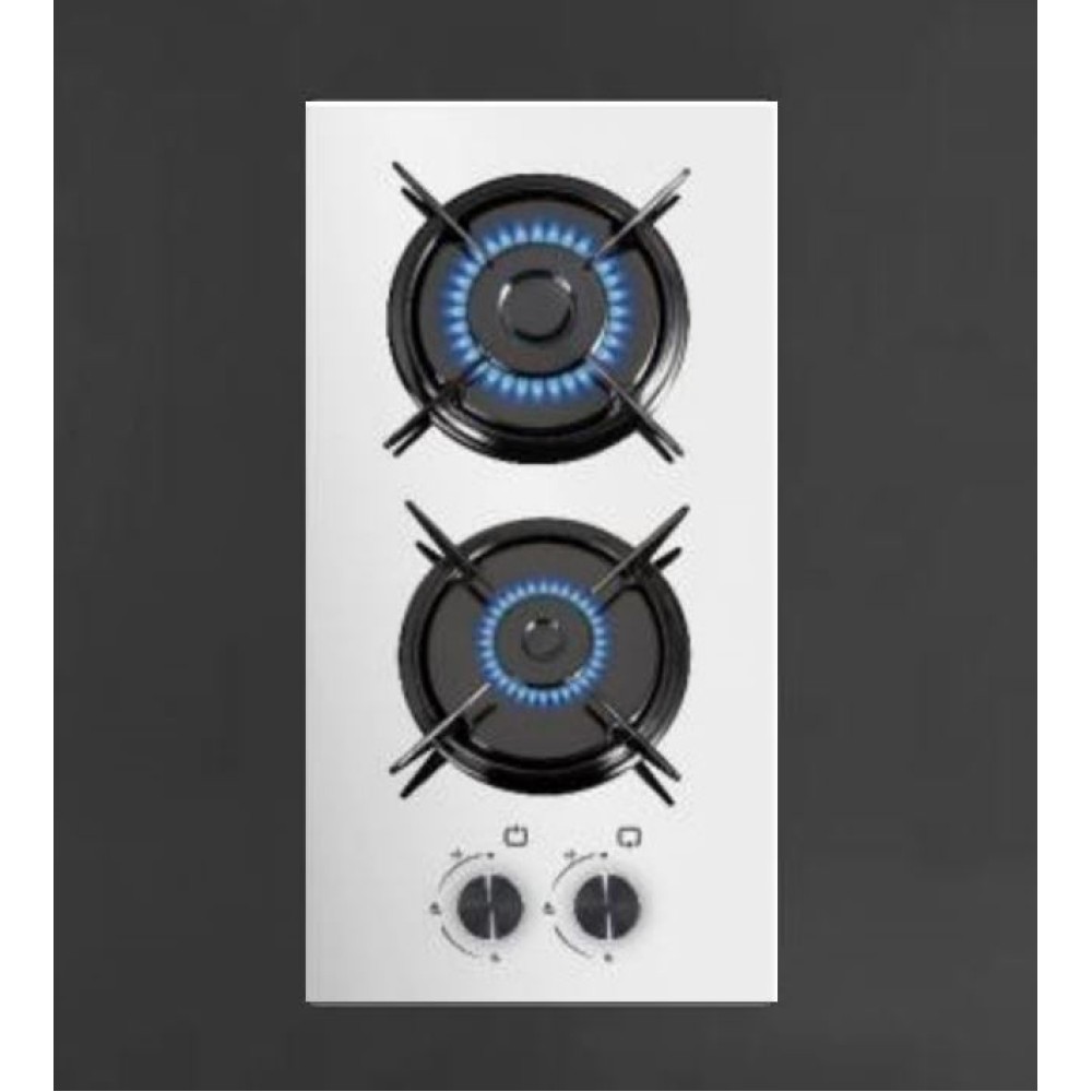 KUMTEL C3-20F WHITE GLASS DOMINO BUILT-IN COOKER