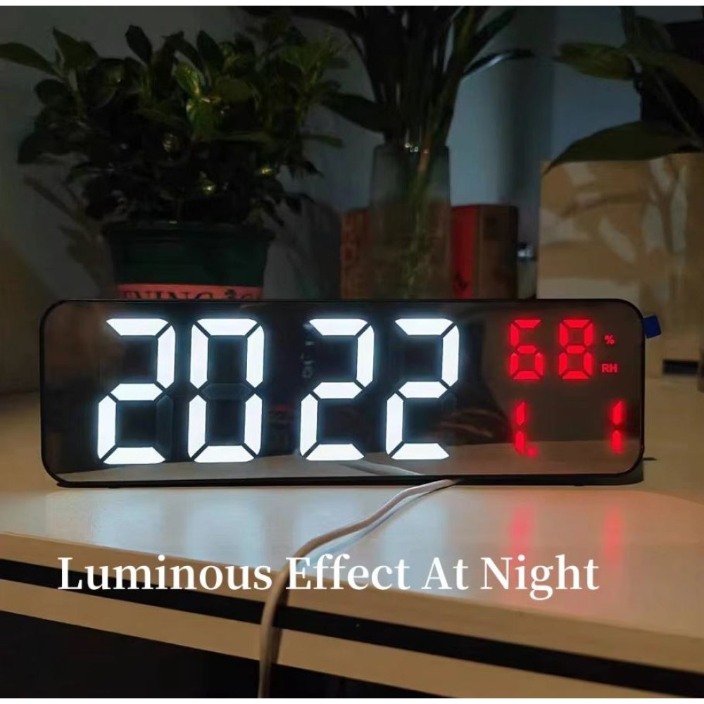 Διακοσμητικό Ρολόι Τοίχου / Επιτραπέζιο Ρολόι Μαύρη Βάση / Λευκό Φως