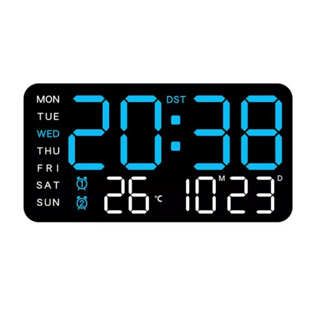 Διακοσμητικό Ρολόι Τοίχου / Επιτραπέζιο Μαύρη Βάση / Γαλάζιο και Λευκό Φως