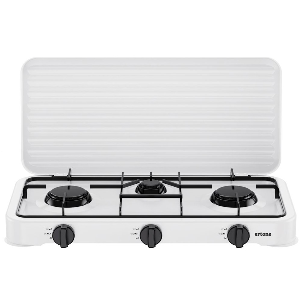 ERTONE ERT-218AB Εστία Υγραερίου Λευκό με 3 Μάτια