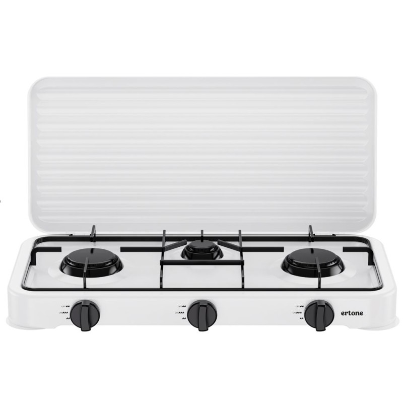 ERTONE ERT-218AB Εστία Υγραερίου Λευκό με 3 Μάτια