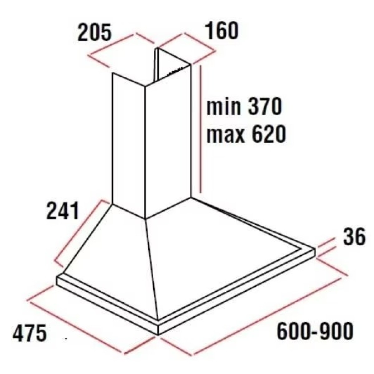 HAUSBERG HB-1260AB CHIMNEY HOOD 60CM WHITE