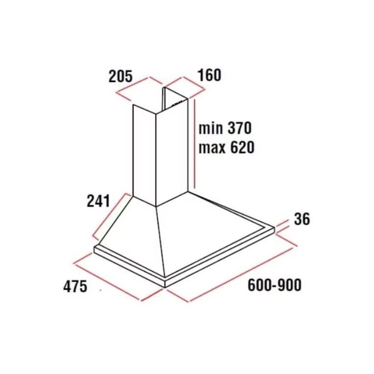 HAUSBERG HB-1260NG CHIMNEY HOOD 60CM BLACK