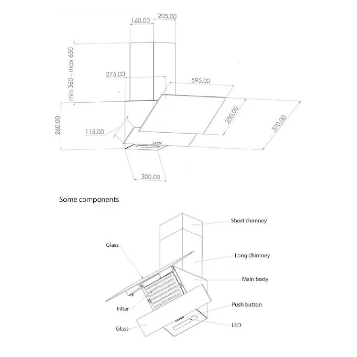 HAUSBERG HB-1505NG CHIMNEY HOOD 60CM BLACK