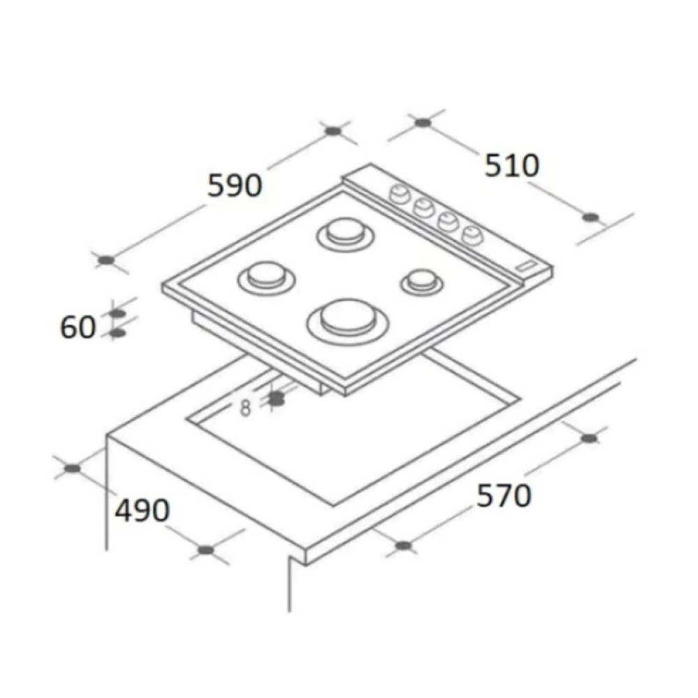 HAUSBERG HB-563NG Μάυρη Γυάλινη Εντοιχιζόμενη Εστία