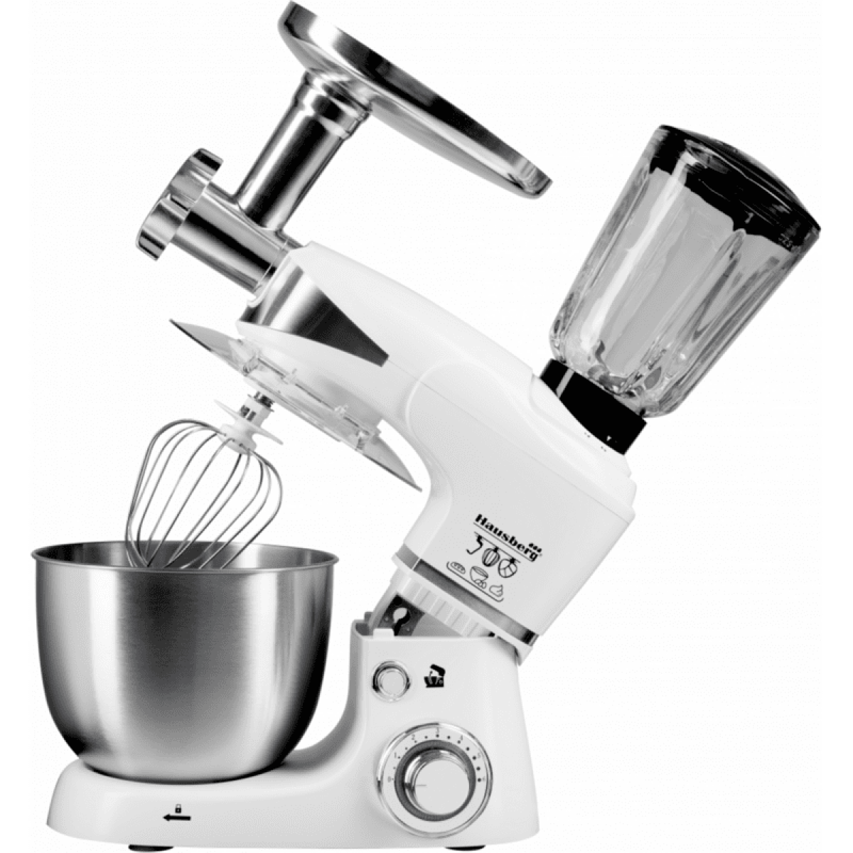 HAUSBERG HB-7605AB 1000W 3-σε-1 Επεξεργαστής Τροφίμων (Μίξερ / Μπλέντερ / Κρεατομηχανή)