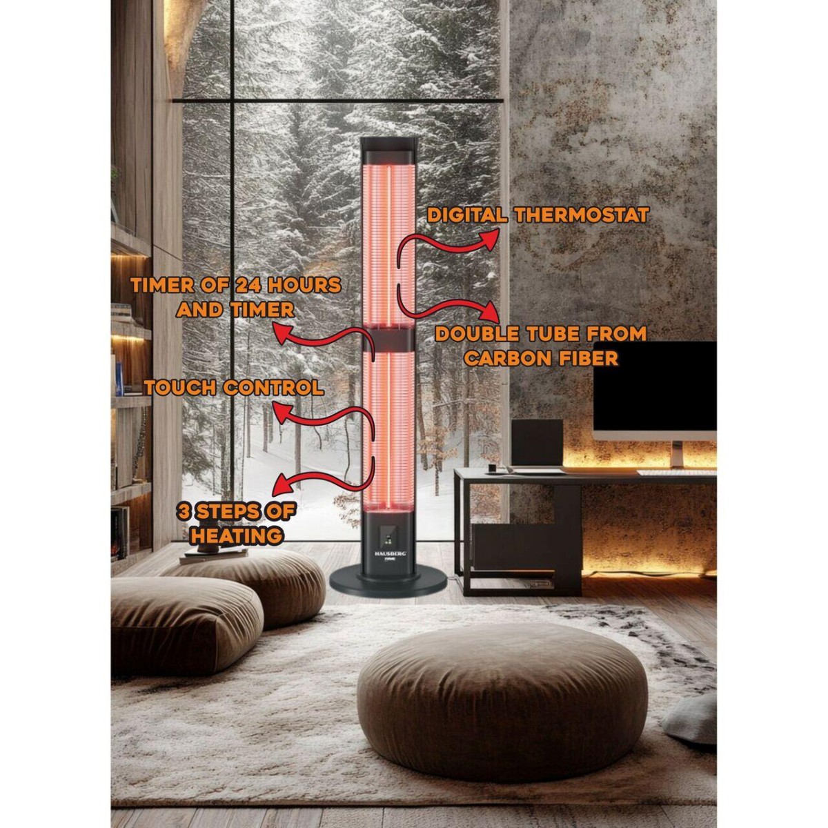 HAUSBERG HB-8570NG CARBON INFRARED HEATER