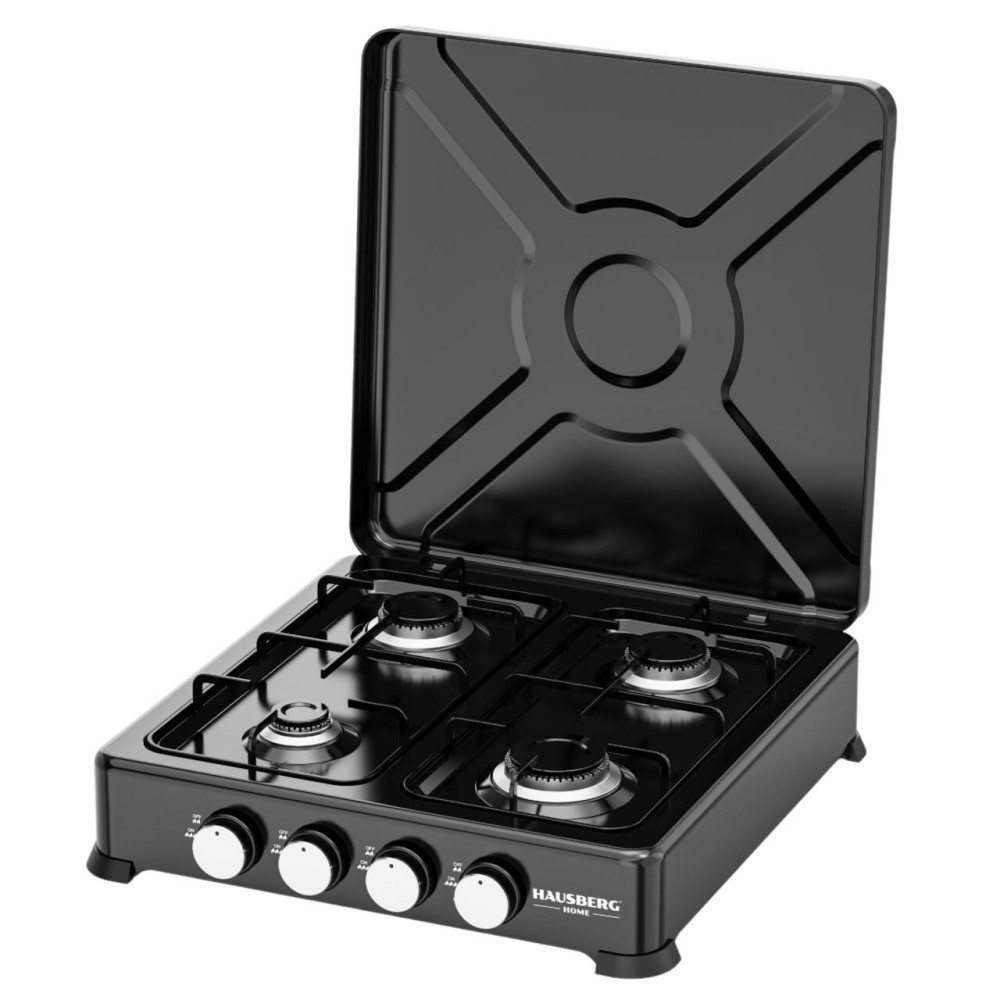 HAUSBERG HB-H 404 BLACK 4 BURNER GAS COOKER