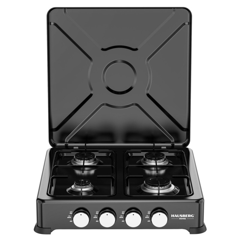 HAUSBERG HB-H 404 BLACK 4 BURNER GAS COOKER