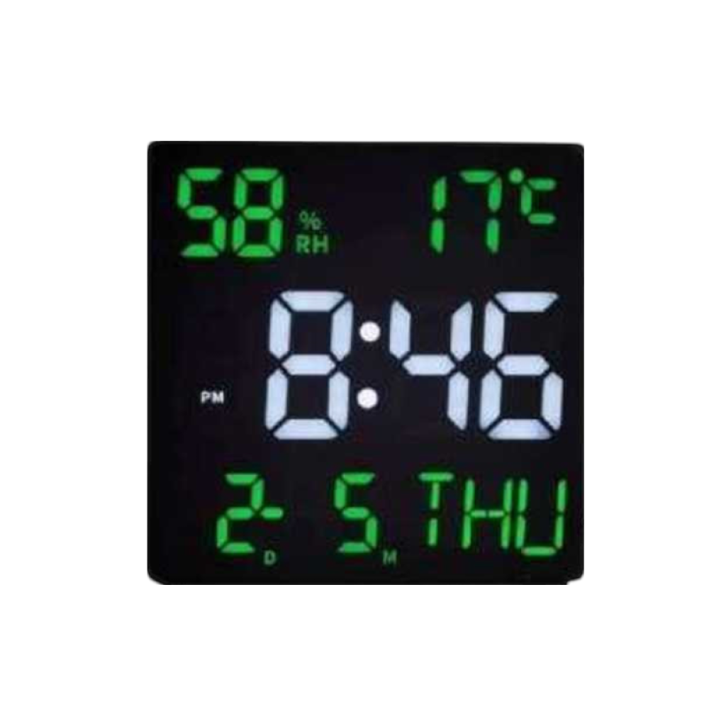 Διακοσμητικό Ρολόι Τοίχου / Επιτραπέζιο Μαύρη Βάση / Πράσινο και Λευκό Φως