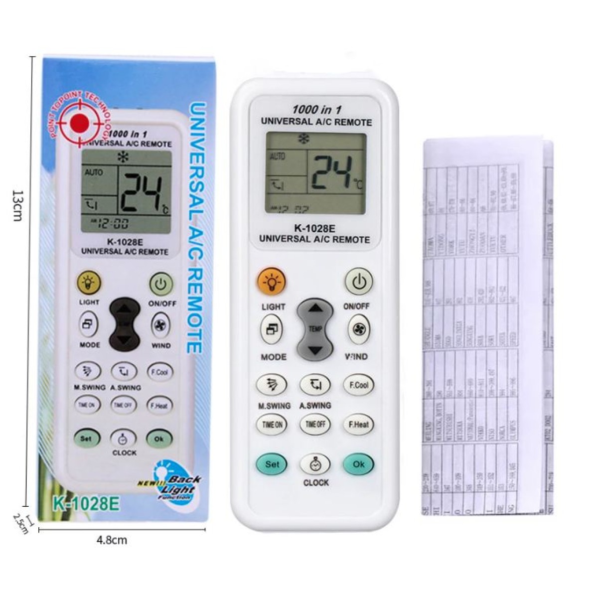 UNIVERSAL REMOTE CONTROL FOR AIR CONDITION K-1028E