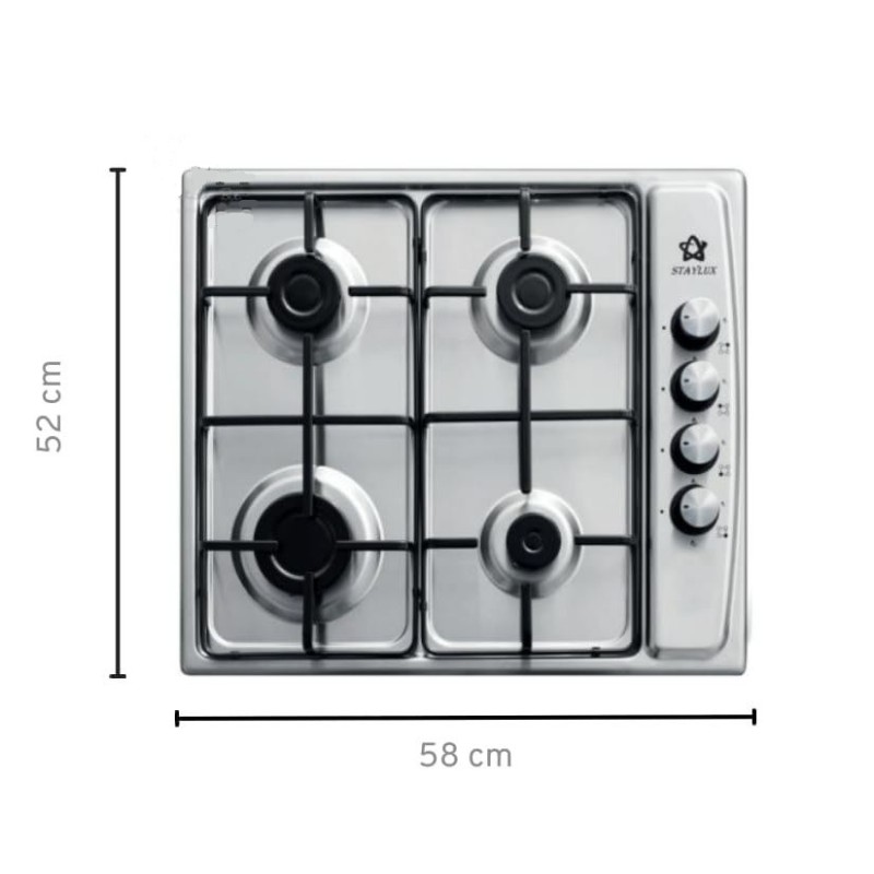 STAYLUX LX-410BF INOX 4 GAS Εντοιχιζόμενη Εστία
