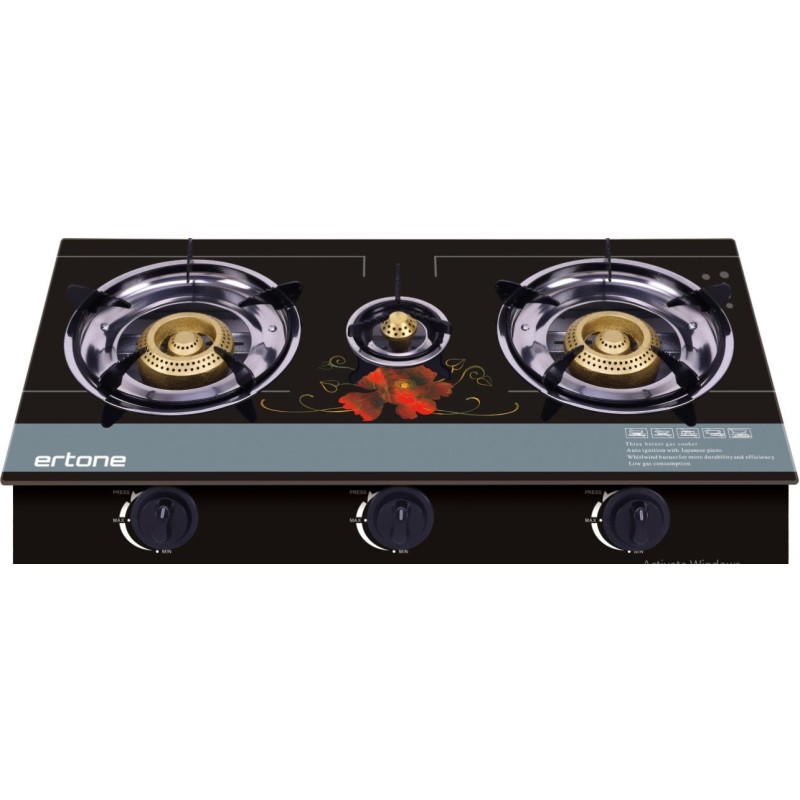 ERTONE ERT-MN-1103 Γυάλινη Εστία Υγραερίου με 3 καυστήρες