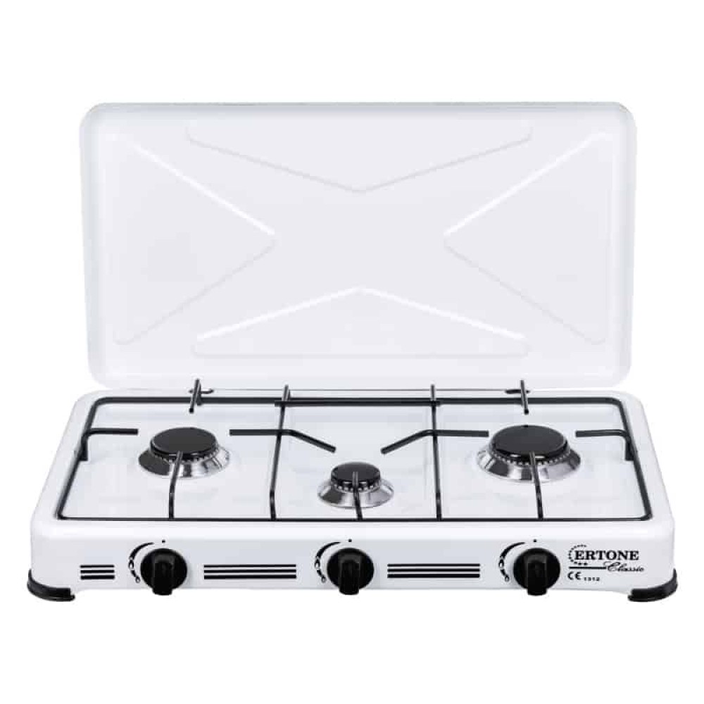 ERTONE ERT-MN-208AB Εστία Υγραερίου Λευκό με 3 Μάτια