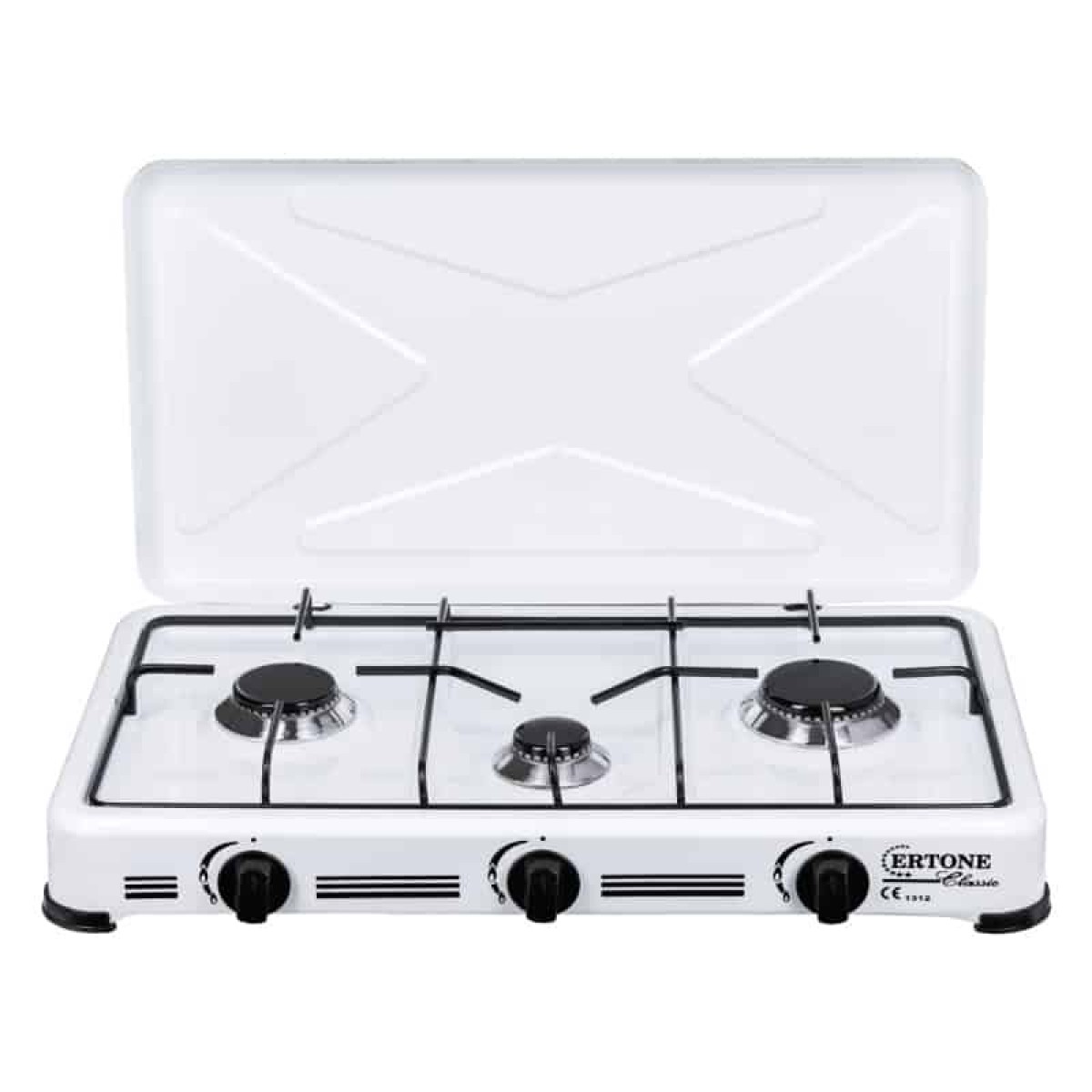 ERTONE ERT-MN-208AB Εστία Υγραερίου Λευκό με 3 Μάτια