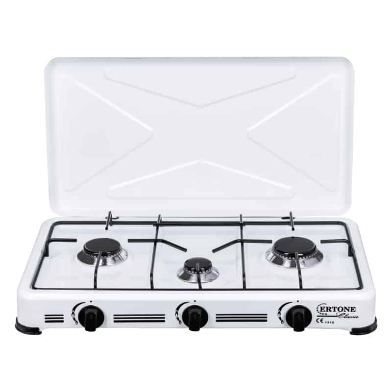 ERTONE ERT-MN-208AB Εστία Υγραερίου Λευκό με 3 Μάτια