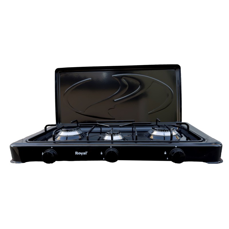ROYAL OC-38 BLACK Εστία Υγραερίου Με 3 Μάτια