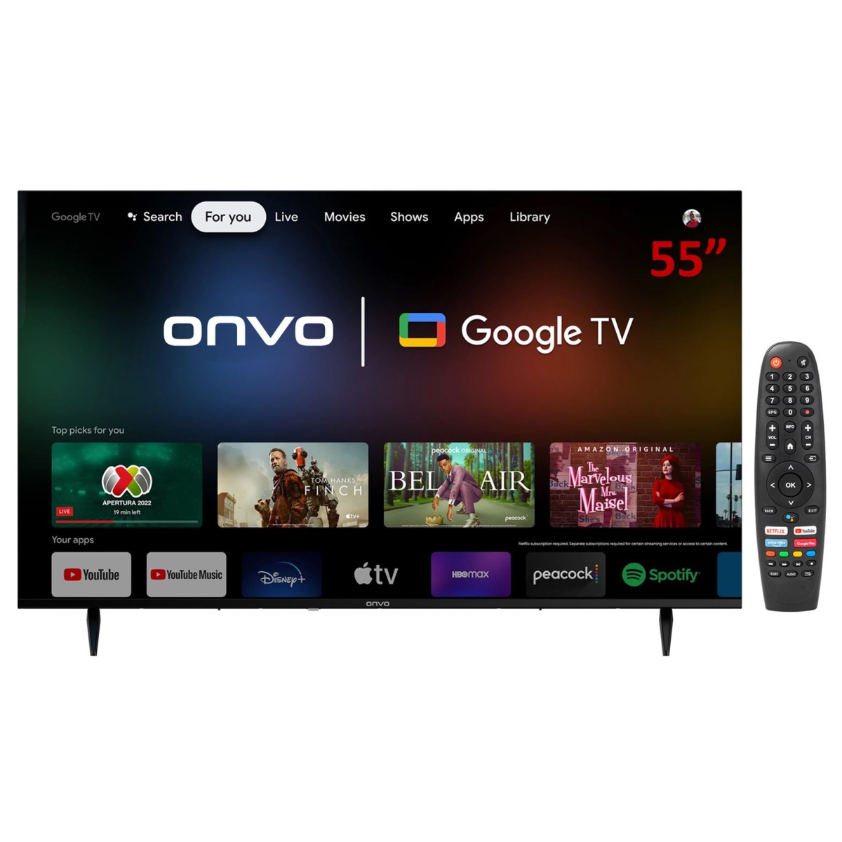 ONVO OV55F950 FRAMELESS ULTRA HD GOOGLE SMART LED TV