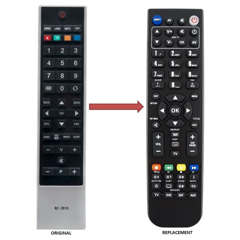 TOSHIBA RC-3910 Replacement Remote Control