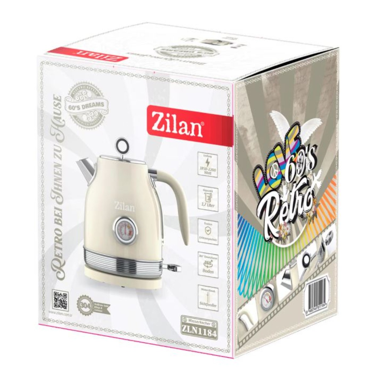 ZILAN ZLN1184 Ρετρό Βραστήρας νερού 1.7L 2200W