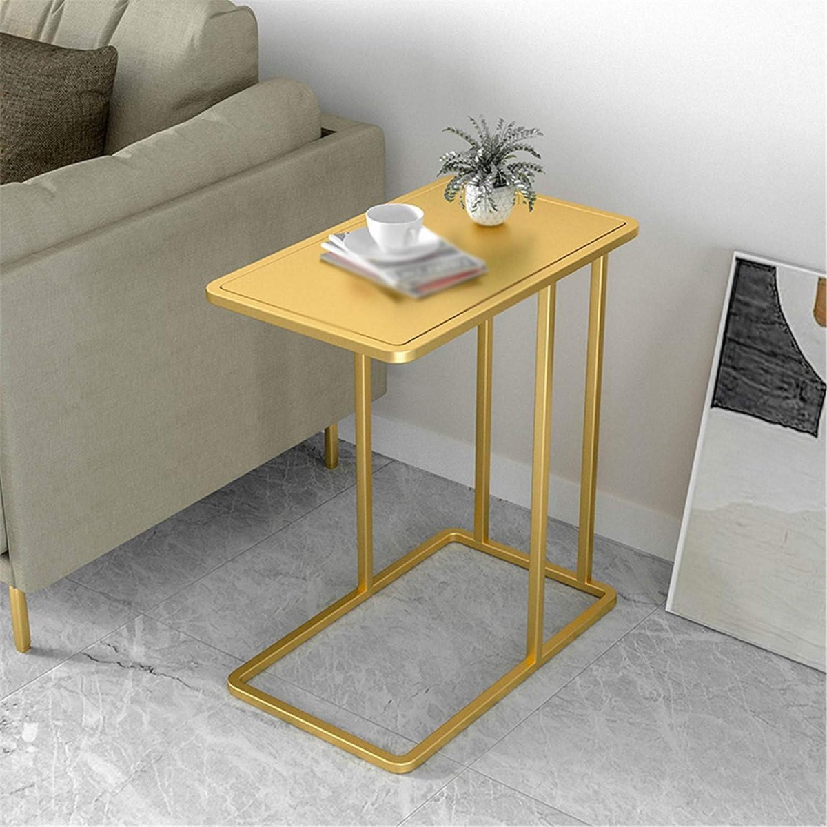 Τραπεζάκι μεταλλικό Nextdeco κίτρινο Υ55x45x25εκ.