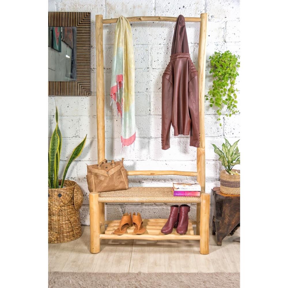 Έπιπλο εισόδου Nextdeco Kwarta κρεμάστρα παπουτσοθήκη teak Υ180x90x40εκ