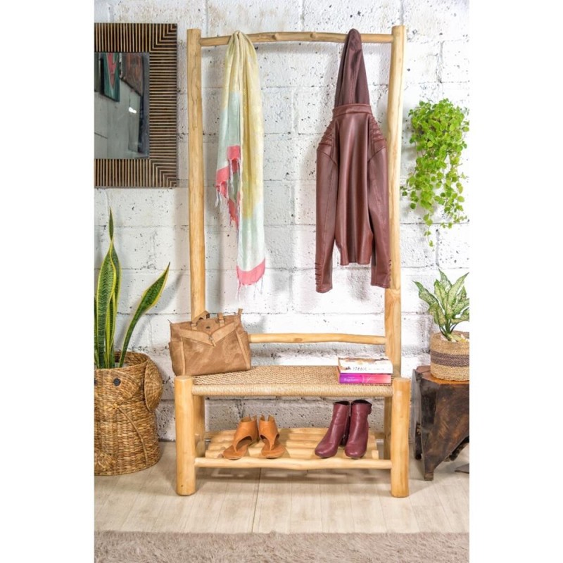 Έπιπλο εισόδου Nextdeco Kwarta κρεμάστρα παπουτσοθήκη teak Υ180x90x40εκ