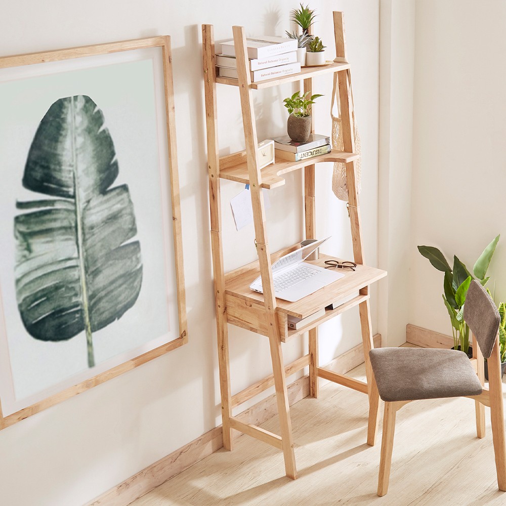 Γραφείο Ραφιέρα Nextdeco Natural μασίφ ξύλο Y180x60,1x40,5εκ.