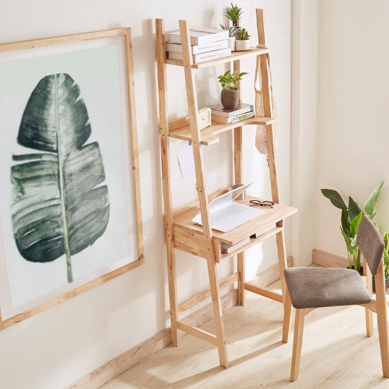 Γραφείο Ραφιέρα Nextdeco Natural μασίφ ξύλο Y180x60,1x40,5εκ.