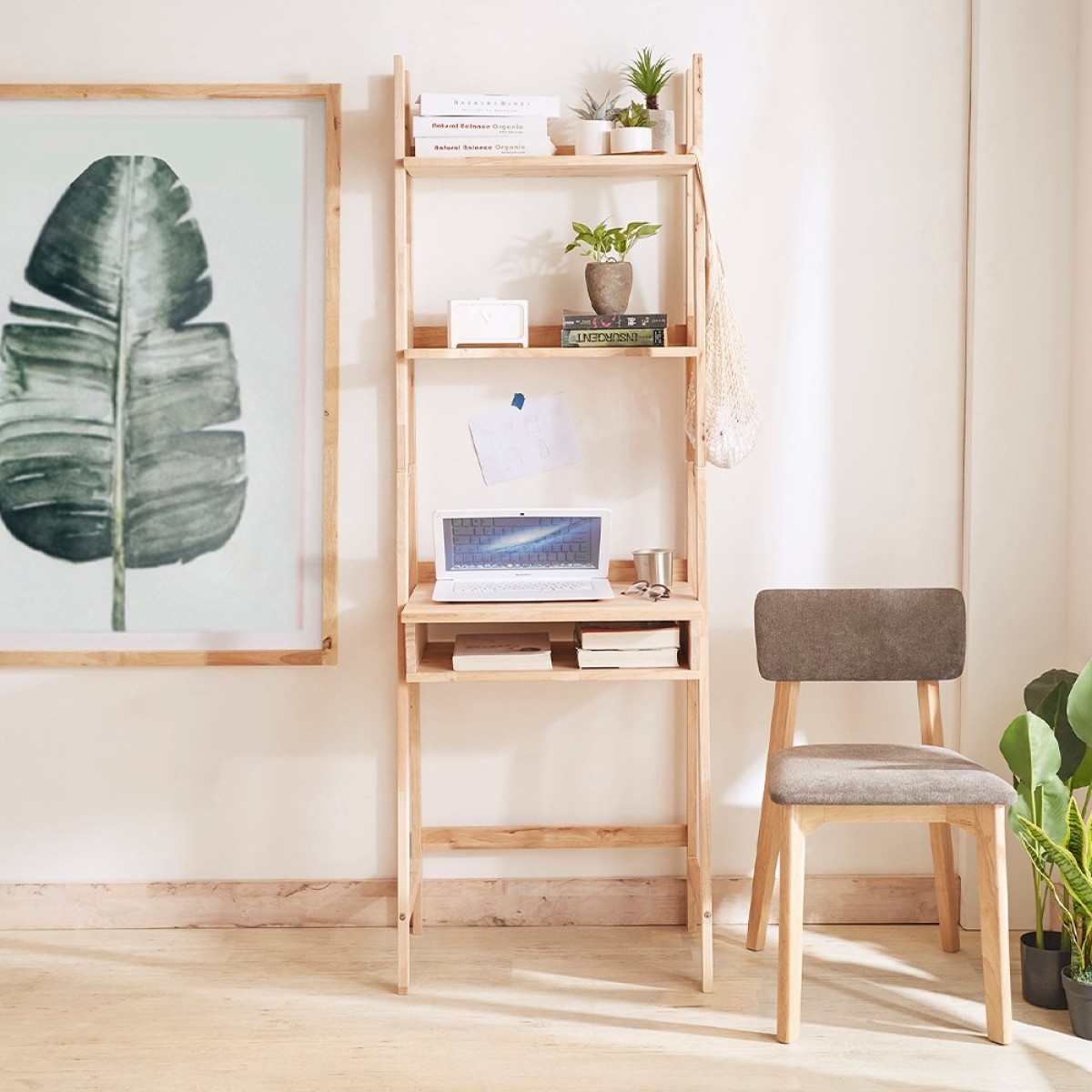 Γραφείο Ραφιέρα Nextdeco Natural μασίφ ξύλο Y180x60,1x40,5εκ.