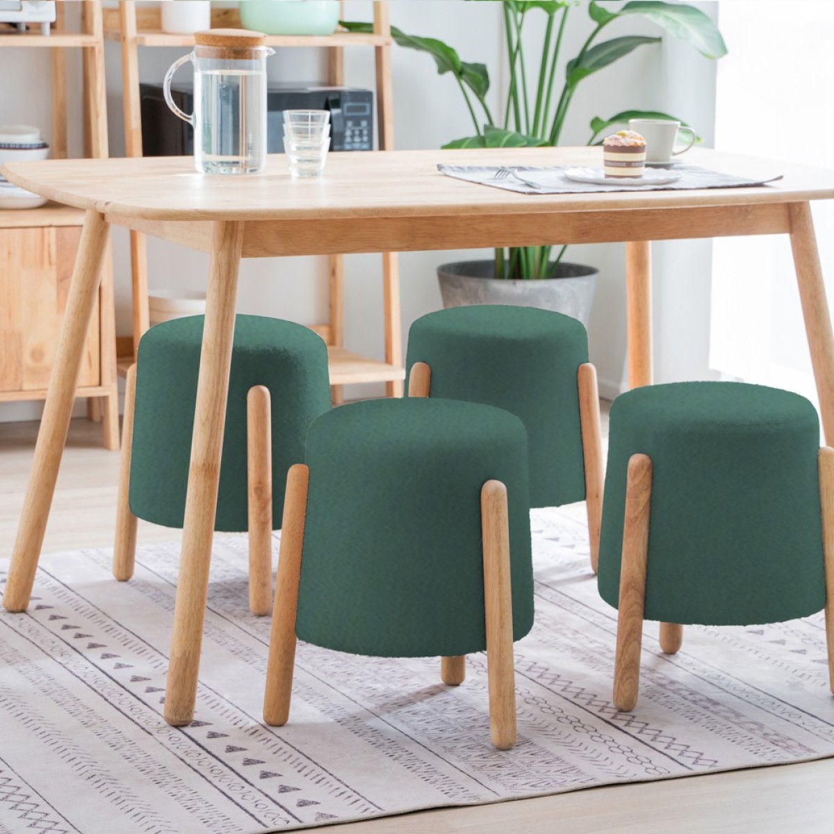 Σκαμπό Nextdeco Natural πράσινο Υ46,5x38x37,5εκ.