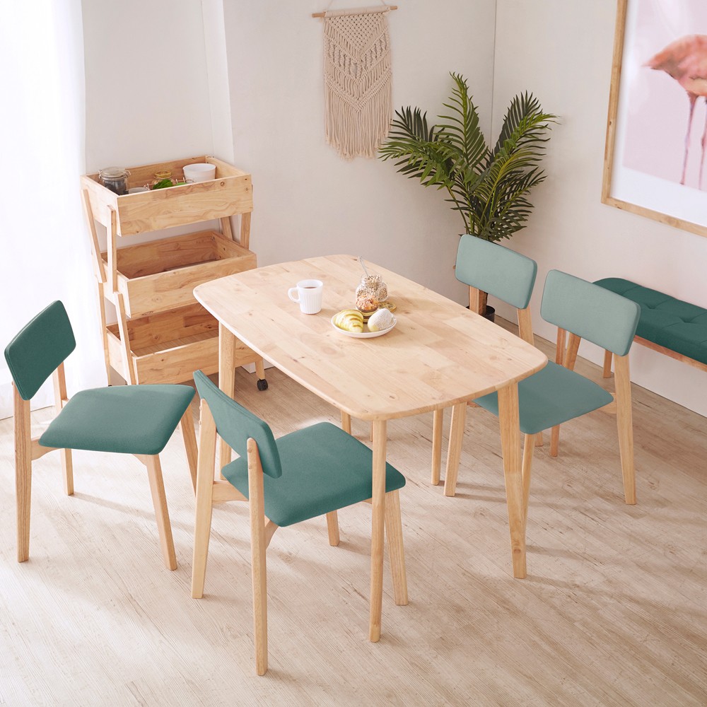 Καρέκλα τραπεζαρίας Nextdeco Natural μασίφ ξύλο πράσινη Y77x44x52εκ.