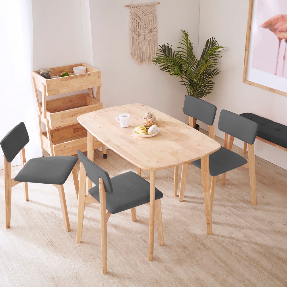 Καρέκλα τραπεζαρίας Nextdeco Natural μασίφ ξύλο γκρι Y77x44x52εκ.