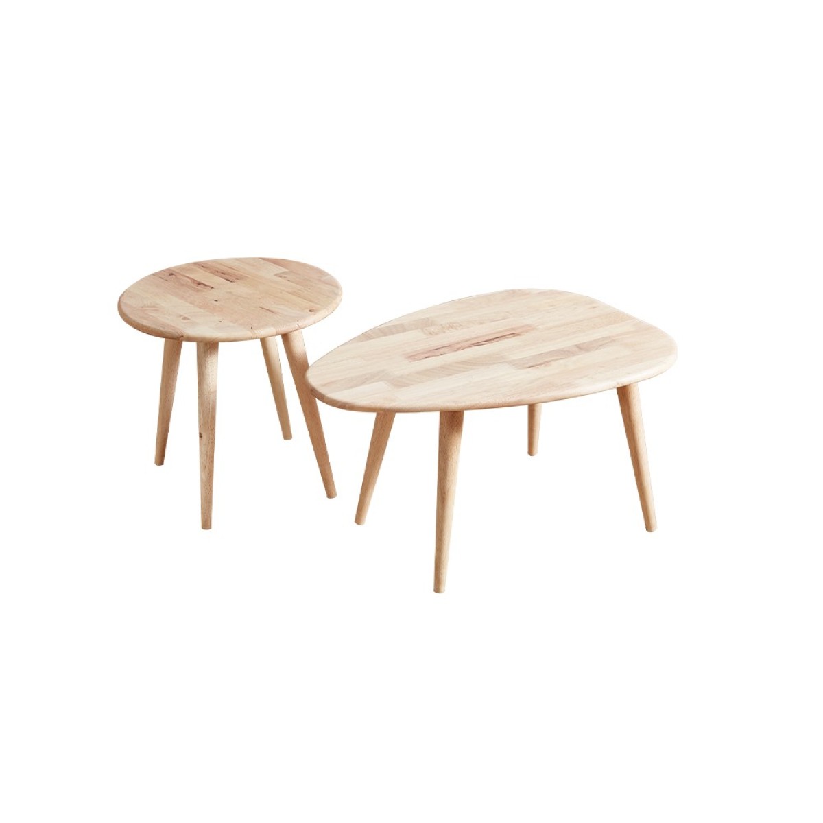 Τραπεζάκια σαλονιού σετ 2 Nextdeco Natural μασίφ ξύλο Υ38,5x70x49,5εκ - Y43xØ45εκ.