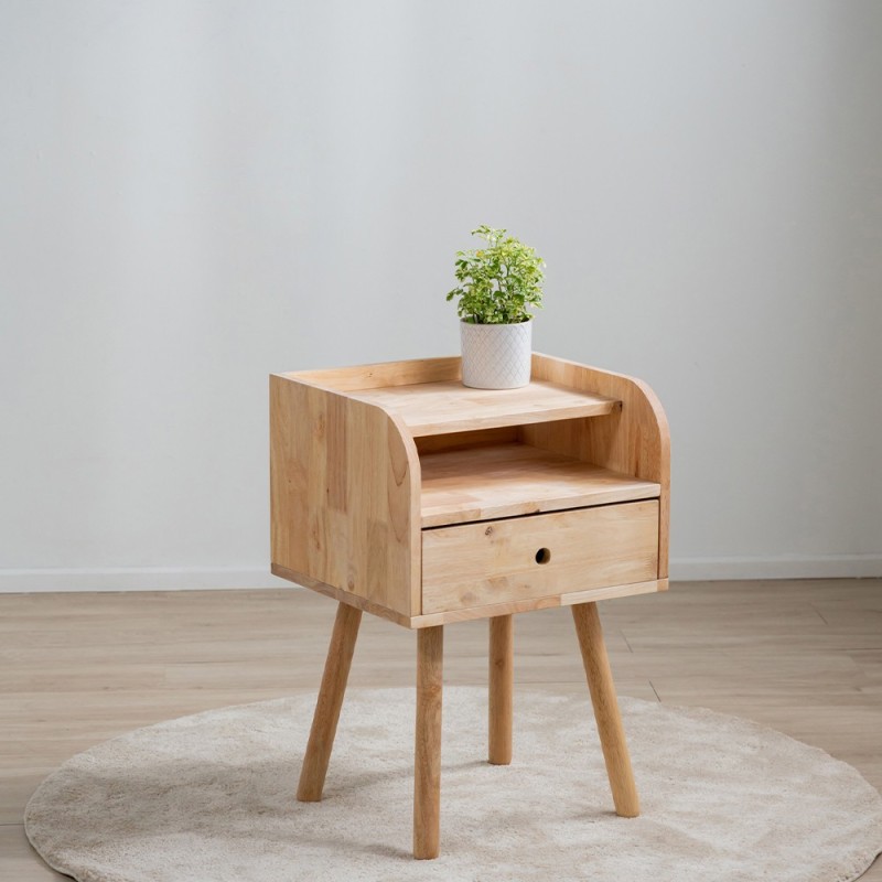 Κομοδίνο Nextdeco Natural μασίφ ξύλο Υ67x45x40εκ.