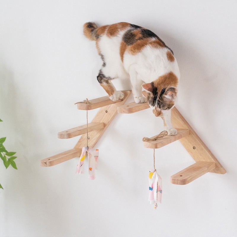 Σκάλα αναρρίχησης γάτας Nextdeco Natural μασίφ ξύλο Υ24x29,5x22εκ.