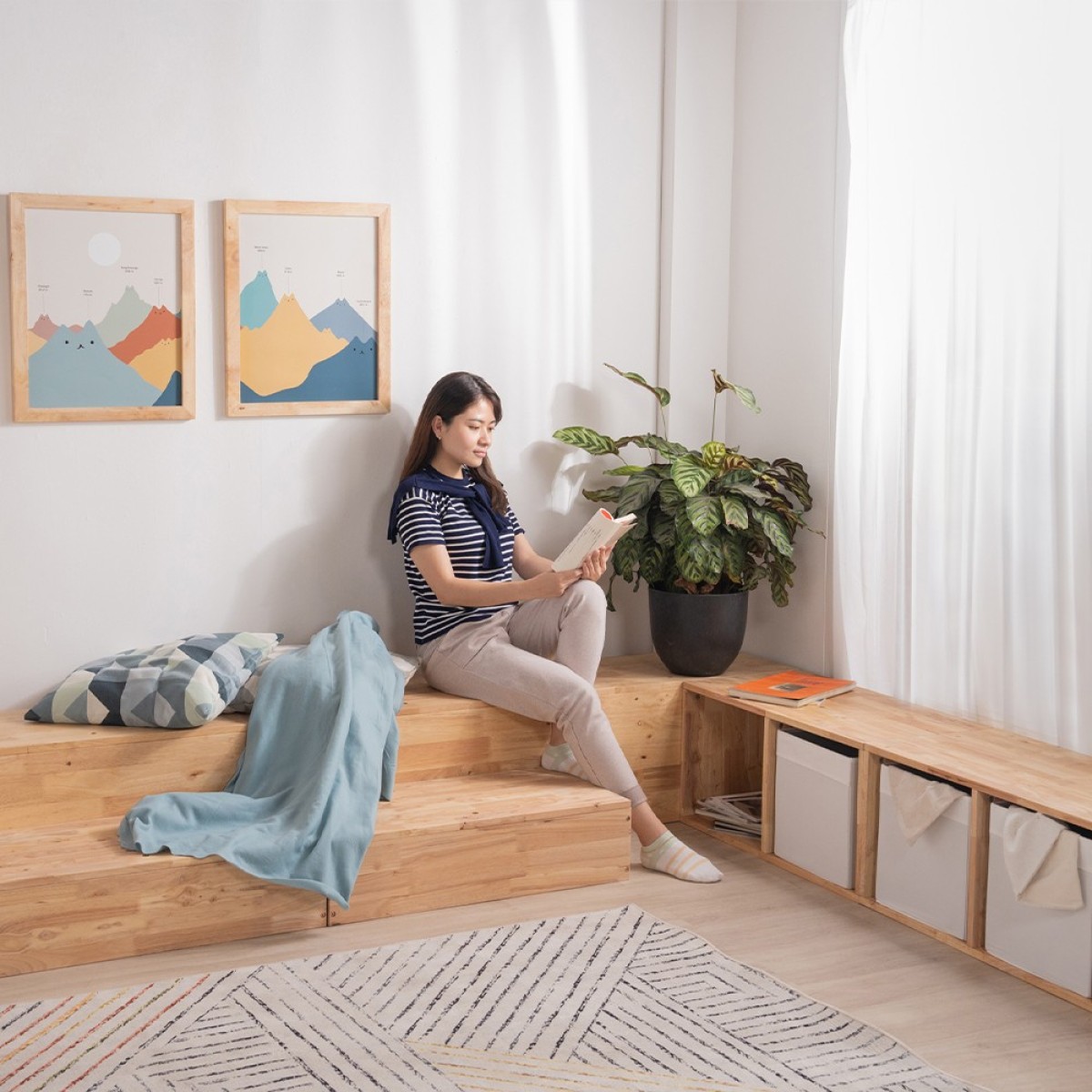 Ξύλινο παγκάκι με 2 θέσεις αποθήκευσης Nextdeco Natural Υ39x40x80εκ.