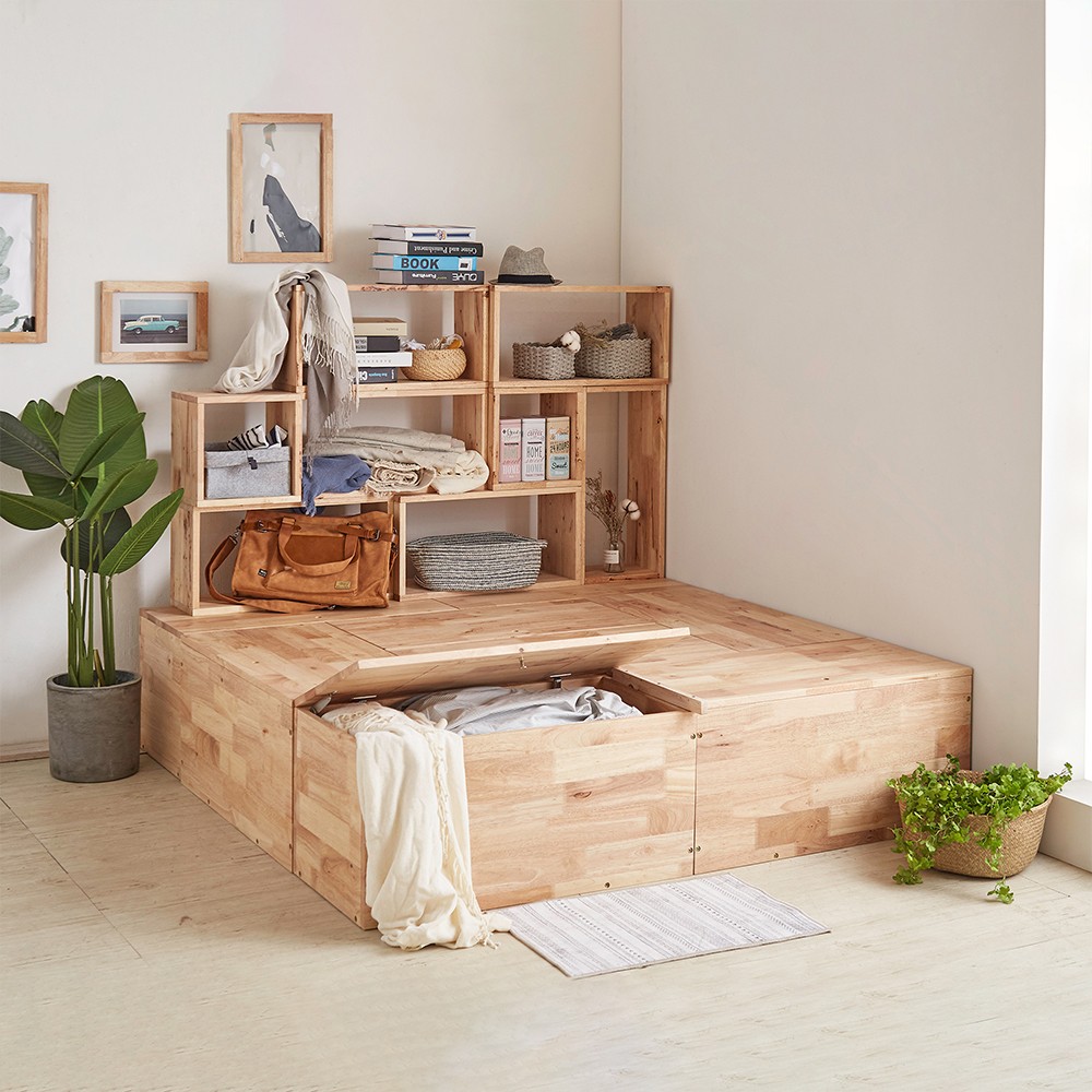 Ξύλινο παγκάκι- μπαούλο Nextdeco Natural Υ39x40x80εκ.