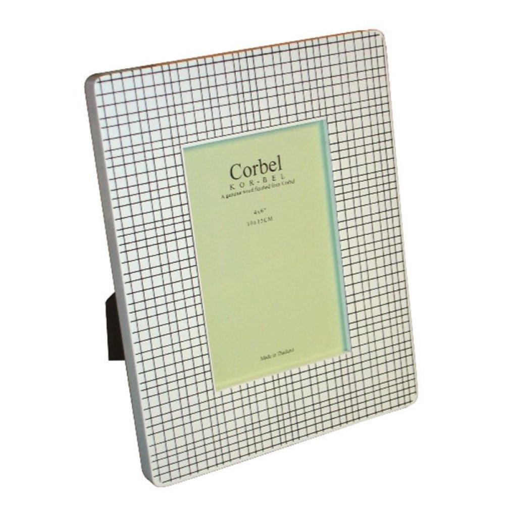 Κορνίζα ξύλινη άσπρο-μαύρο για φωτό 10x15εκ.