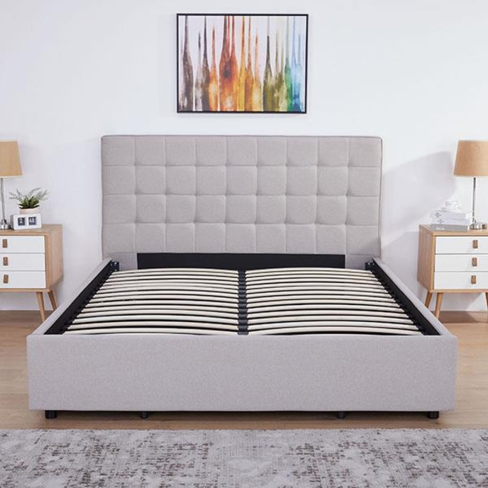 Κρεβάτι με αποθηκευτικό χώρο Nextdeco Soho ανοιχτό γκρι Υ110x200x160εκ.