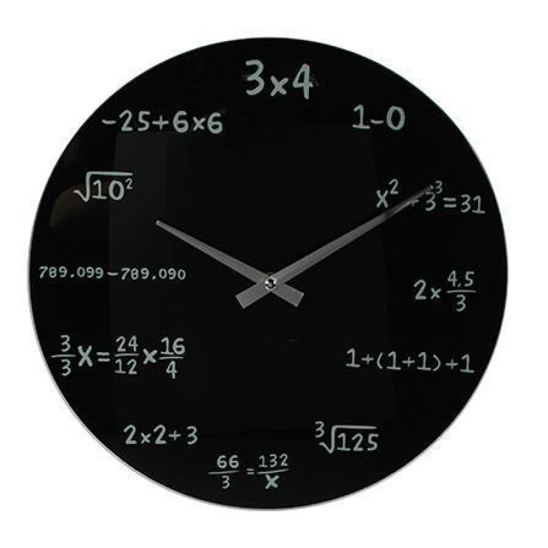 Ρολόι τοίχου γυάλινο μαύρο "mathematic" Ø35εκ.