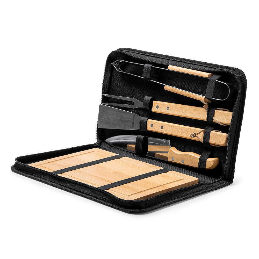 Σετ Μπάρμπεκιου 6 τμχ με Ξύλινες Λαβές - Θήκη 25x5x38,5 εκ.